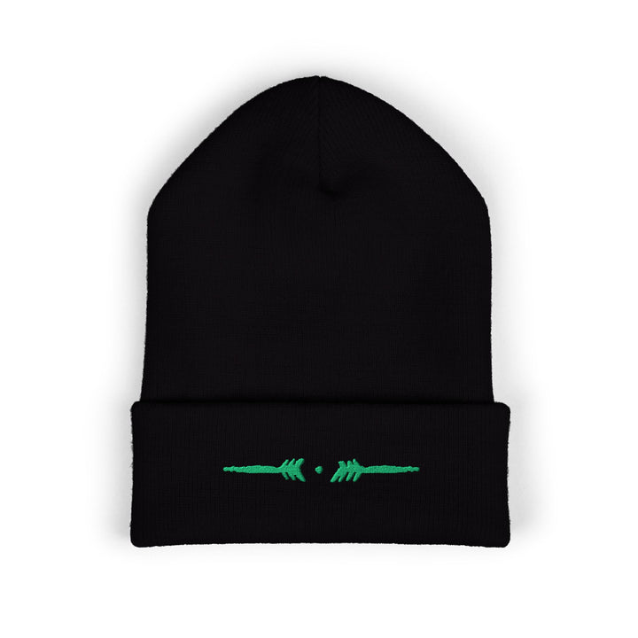 Classic Cuffed Embroidered Beanie - Spruce on Black