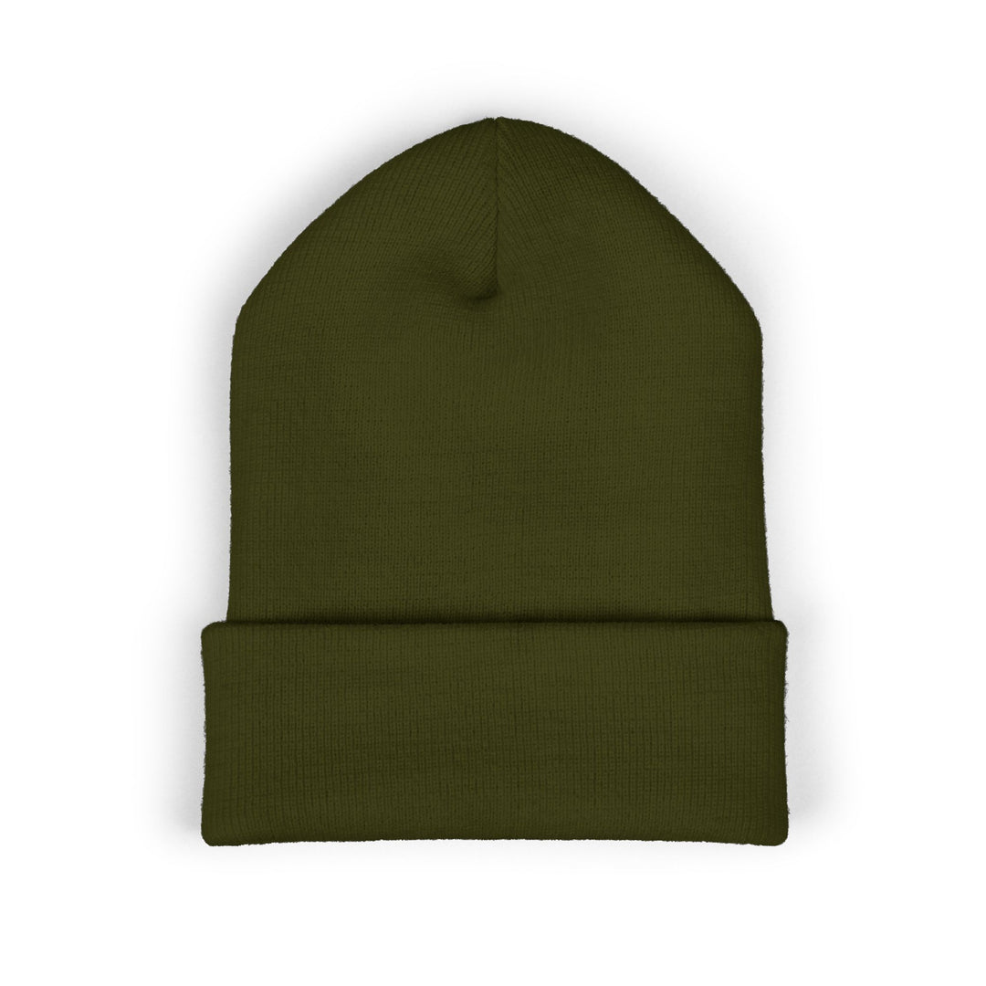 Classic Cuffed Embroidered Beanie - Olive