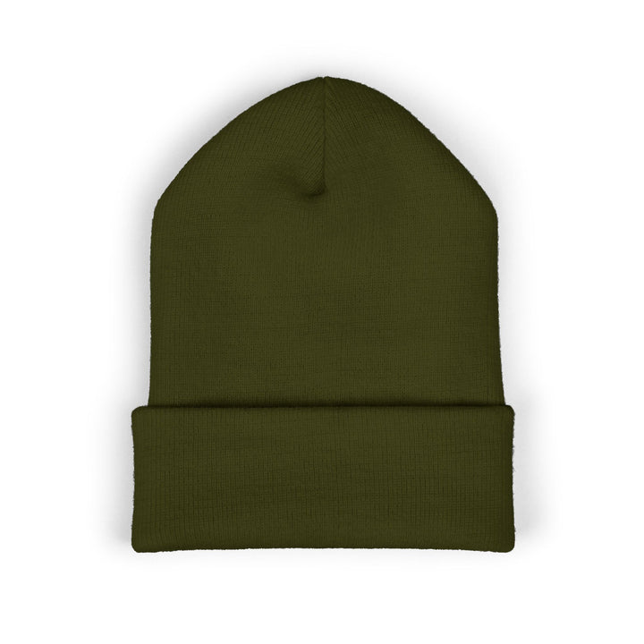 Classic Cuffed Embroidered Beanie - Olive