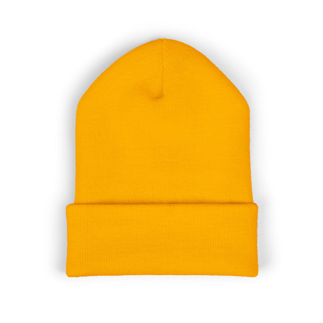 Classic Cuffed Embroidered Beanie - Orange on Honey
