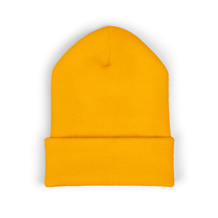 Classic Cuffed Embroidered Beanie - Orange on Honey