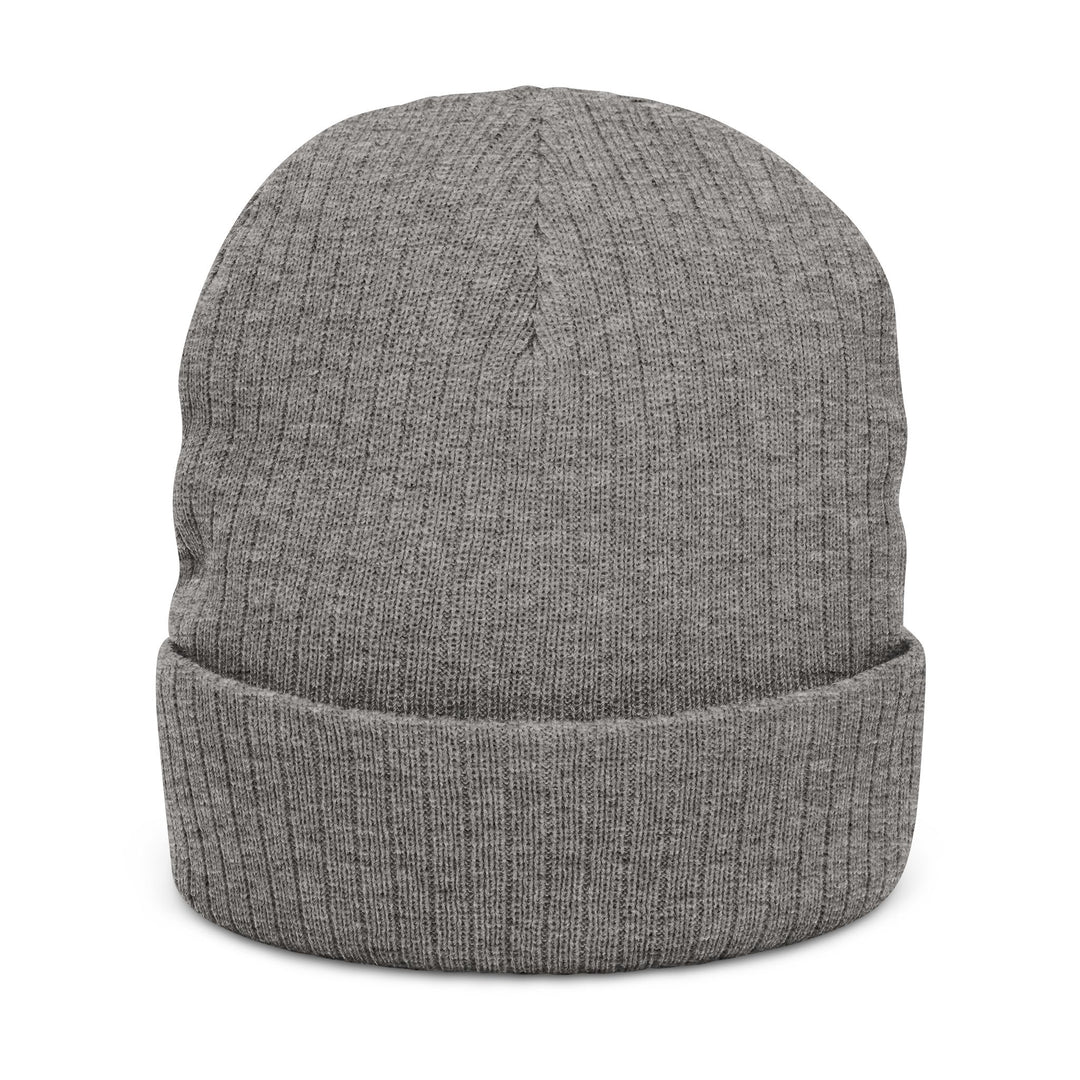 Embroidered Ribbed Knit Beanie - White Ash