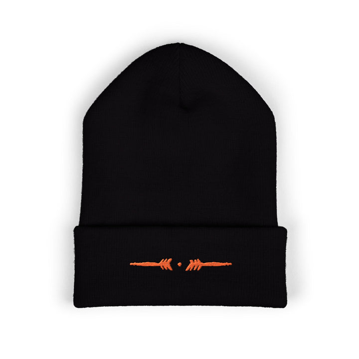 Classic Cuffed Embroidered Beanie - Orange on Midnight