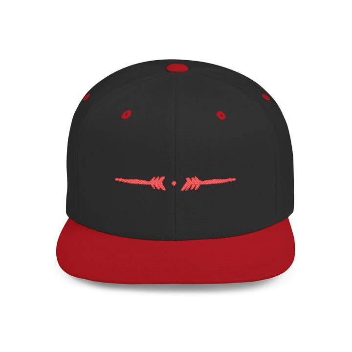 Flat Bill Embroidered Snapback - Rojo Negro