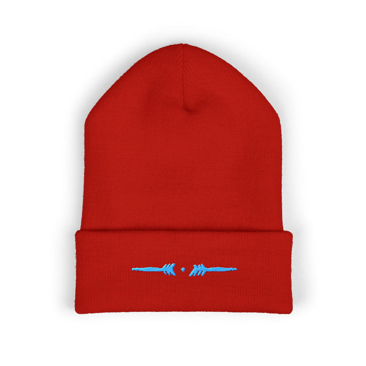 Classic Cuffed Embroidered Beanie - Ice on Rojo