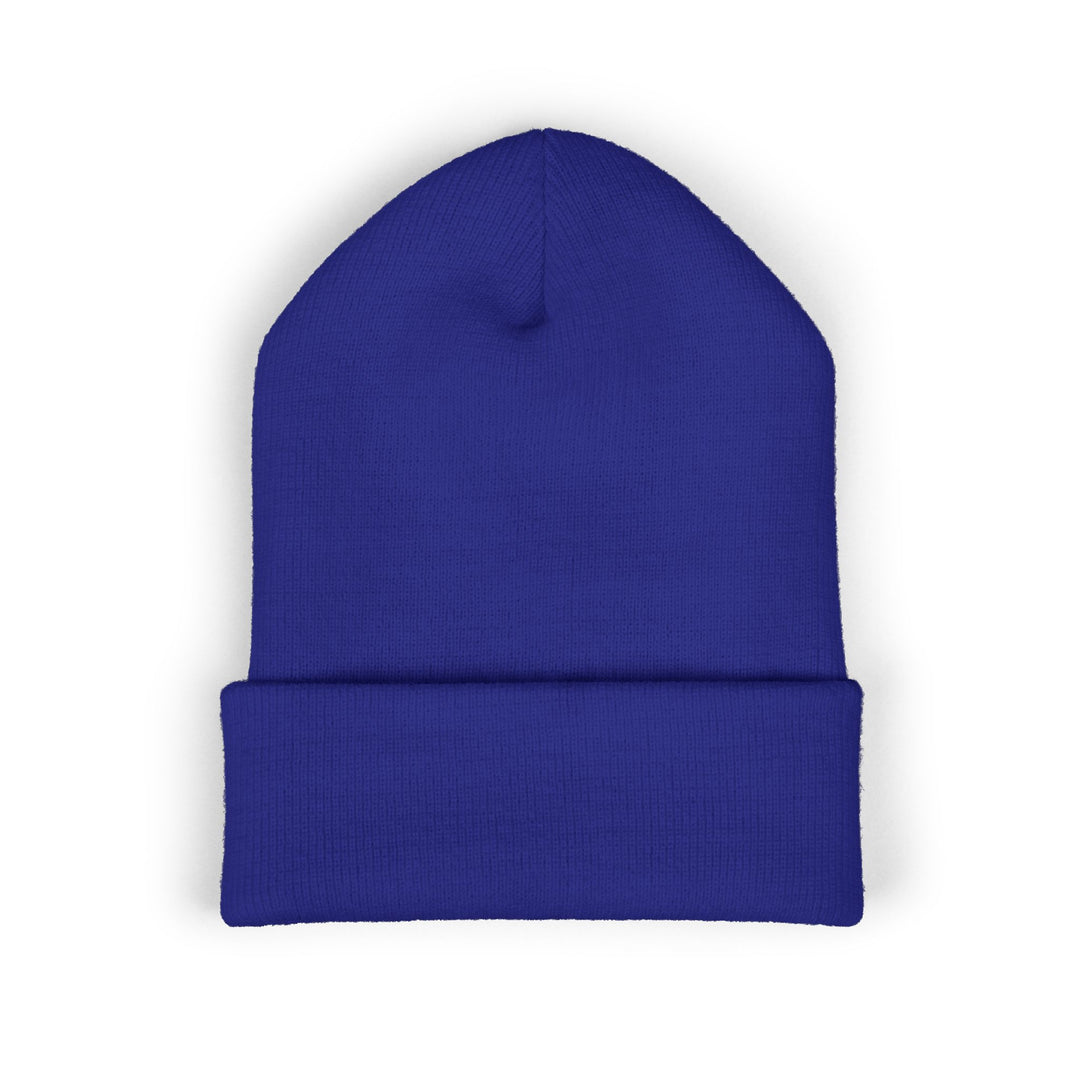 Classic Cuffed Embroidered Beanie - Purple on Royal