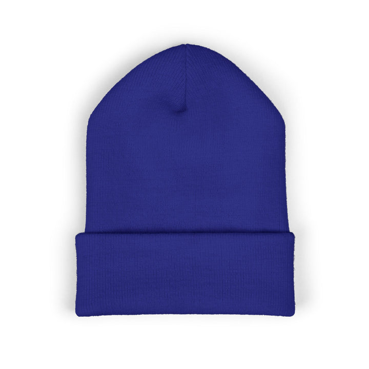 Classic Cuffed Embroidered Beanie - Purple on Royal