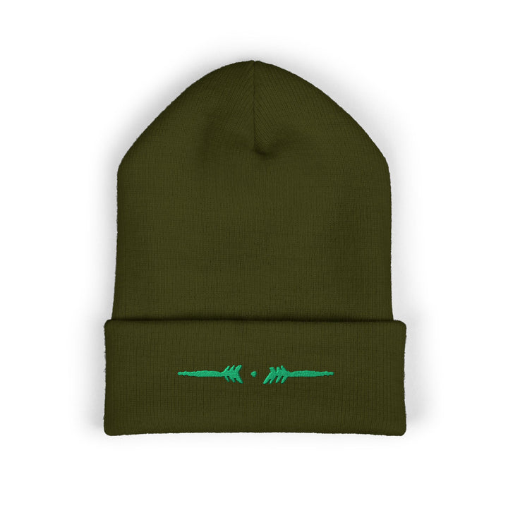 Classic Cuffed Embroidered Beanie - Spruce on Olive