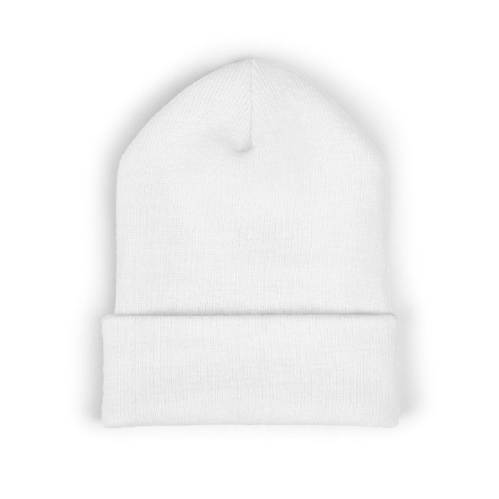 Classic Cuffed Embroidered Beanie - Ice on White