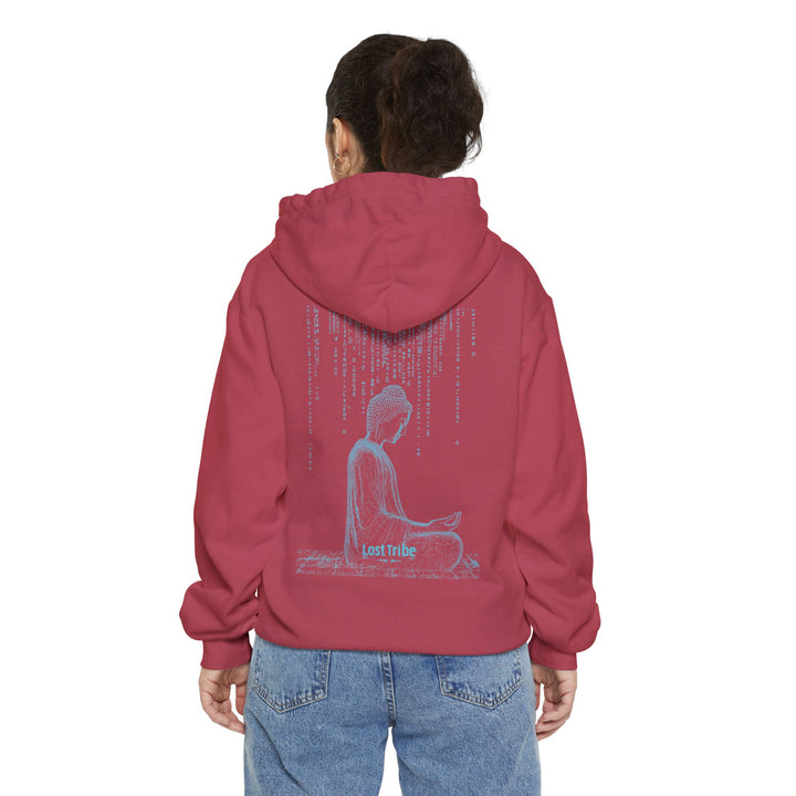 Unisex Garment-Dyed Hoodie - Matrix Monks (Crimson Teal)