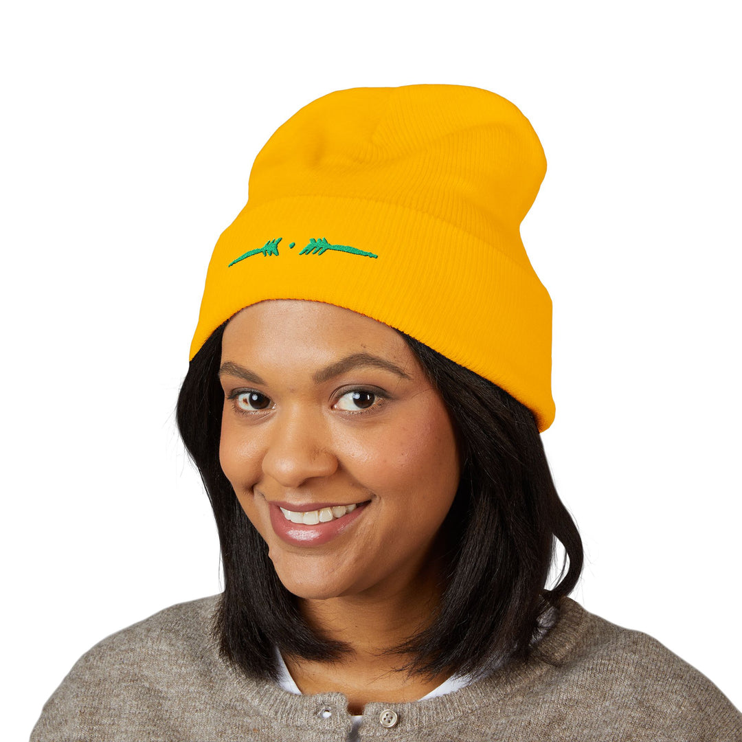 Classic Cuffed Embroidered Beanie - Spruce on Honey