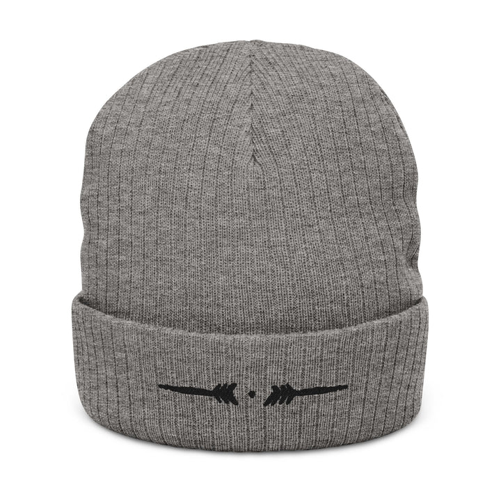 Embroidered Ribbed Knit Beanie - Ash