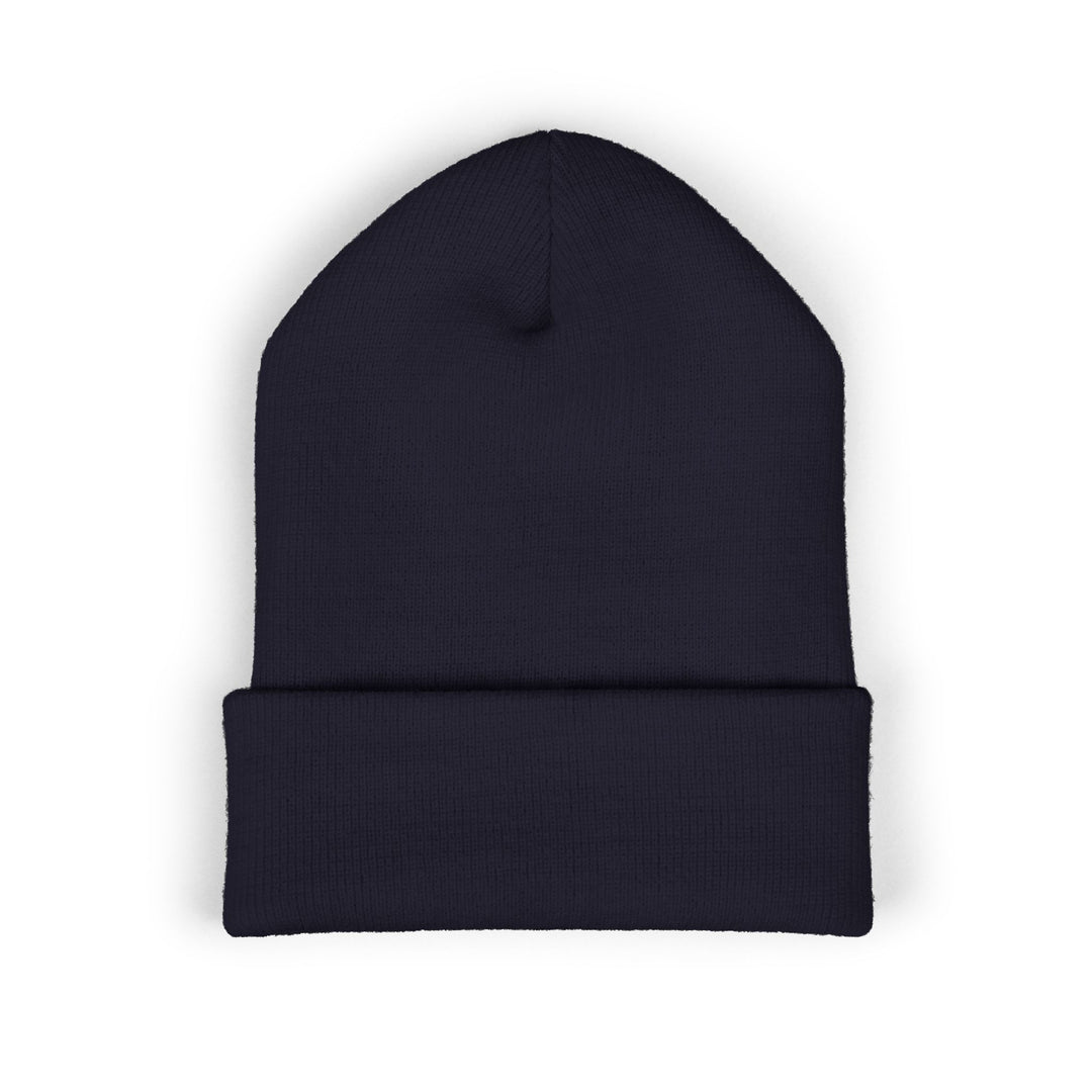Classic Cuffed Embroidered Beanie - White Navy