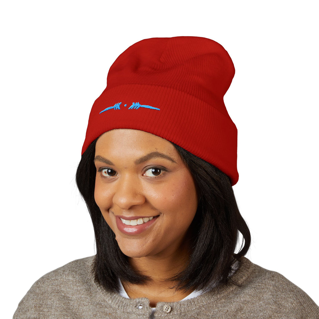 Classic Cuffed Embroidered Beanie - Ice on Rojo