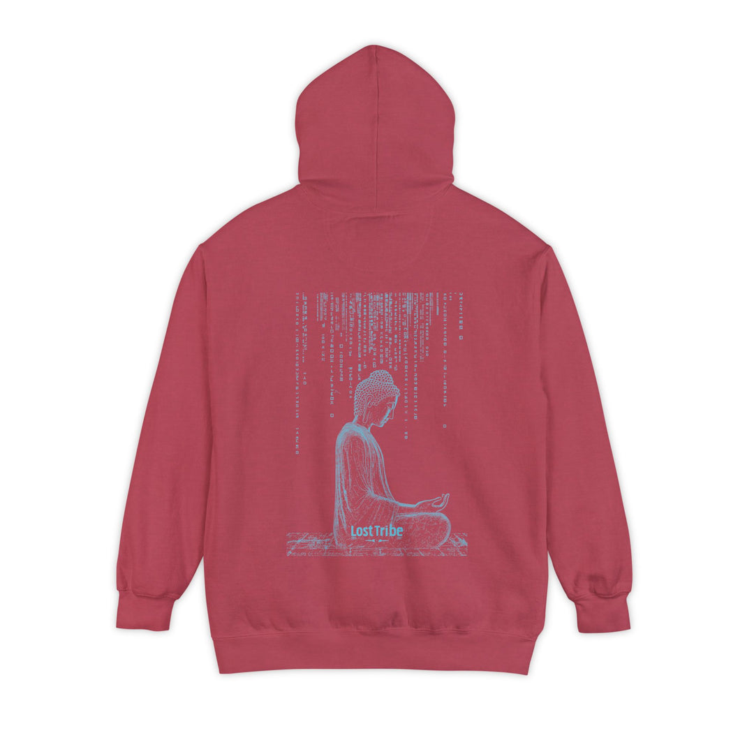 Unisex Garment-Dyed Hoodie - Matrix Monks (Crimson Teal)