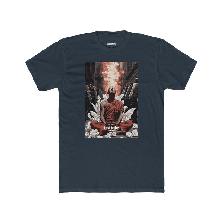 Super Soft Cotton Crew Tee - Modern Monks (Indigo)