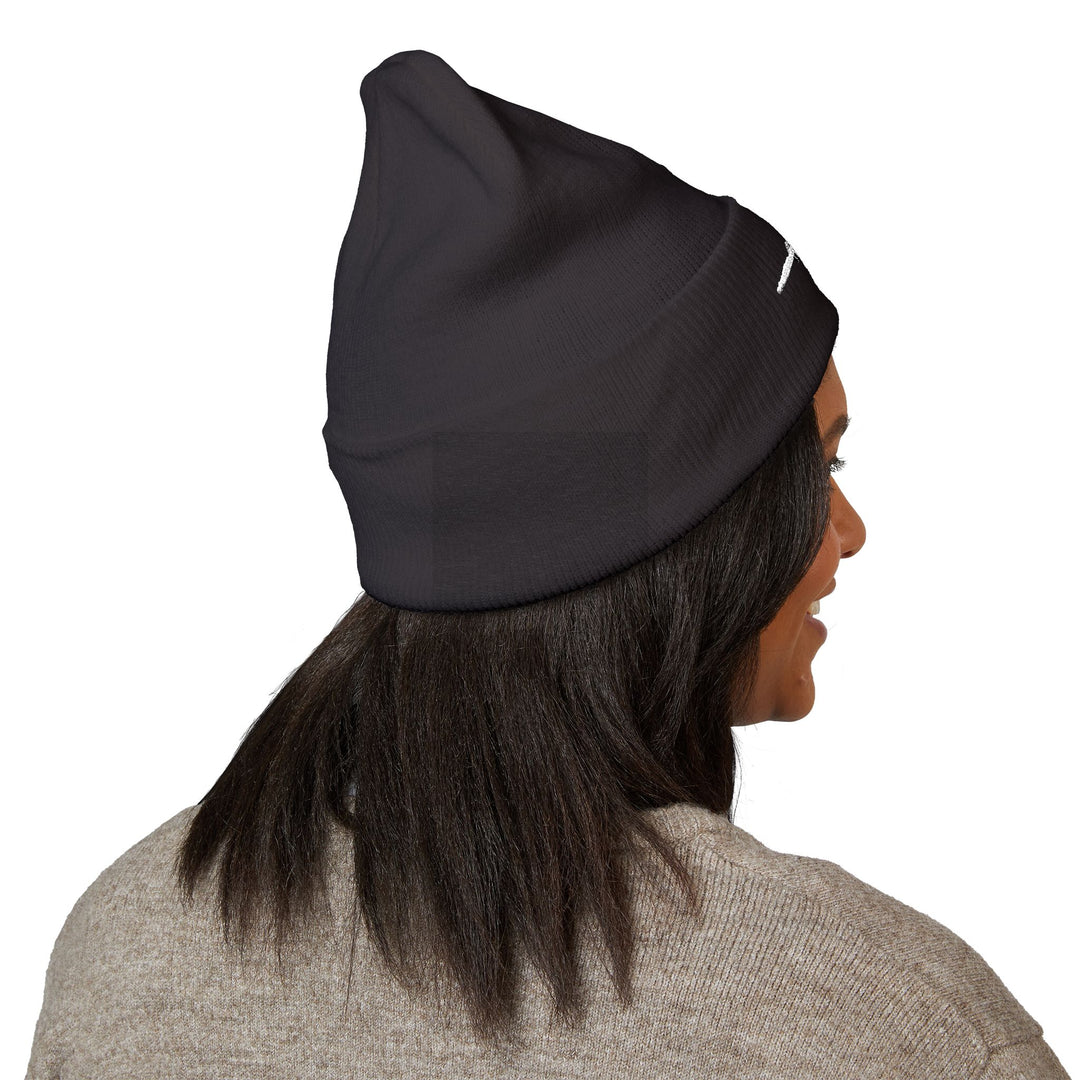 Classic Cuffed Embroidered Beanie - Dark Ash