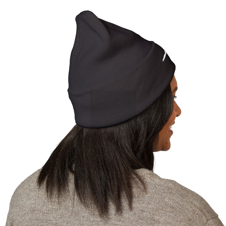 Classic Cuffed Embroidered Beanie - Dark Ash