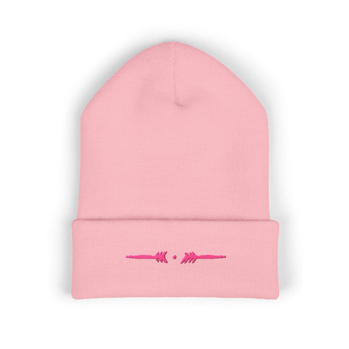Classic Cuffed Embroidered Beanie - Pink on Pink