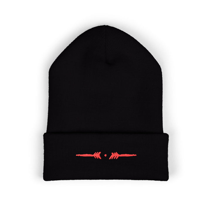Classic Cuffed Embroidered Beanie - Rojo on Black