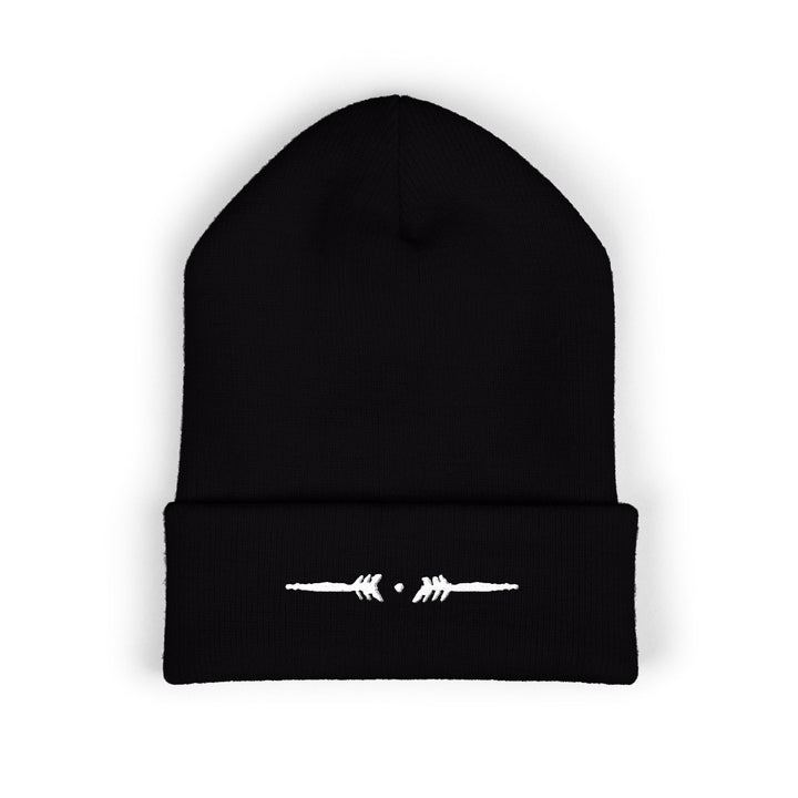 Classic Cuffed Embroidered Beanie - B&W