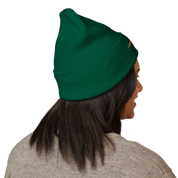 Classic Cuffed Embroidered Beanie - Orange on Spruce