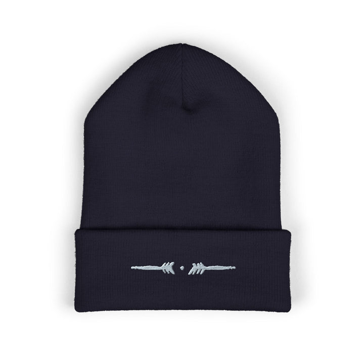 Classic Cuffed Embroidered Beanie - Grey Navy