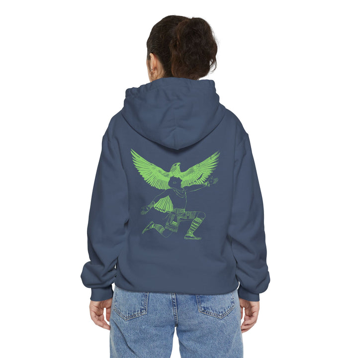 Unisex Garment-Dyed Hoodie - Seek the Light (Neon Denim)