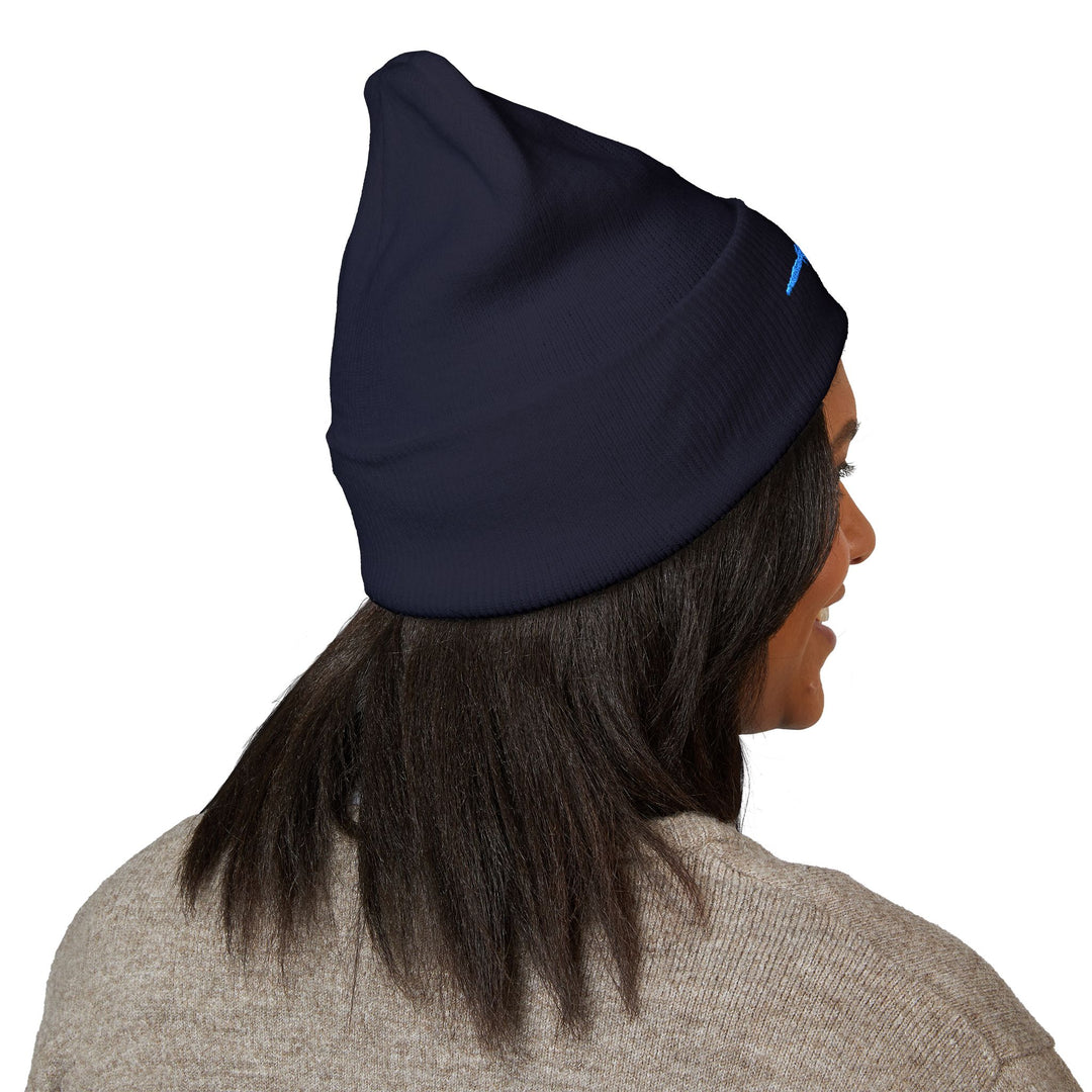 Classic Cuffed Embroidered Beanie - Ice Navy