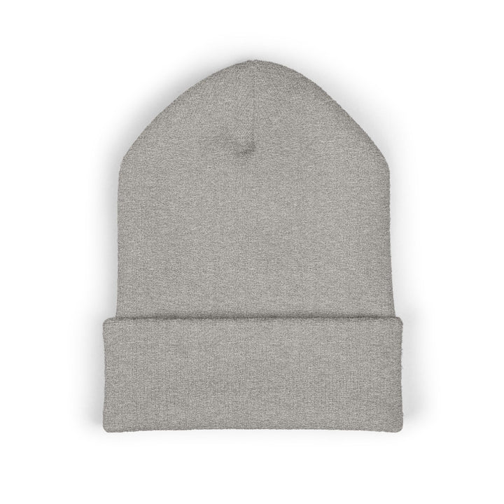 Classic Cuffed Embroidered Beanie - Purple on Heather