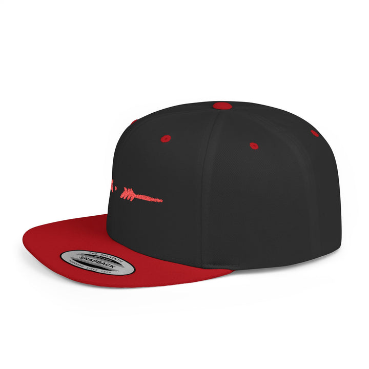 Flat Bill Embroidered Snapback - Rojo Negro