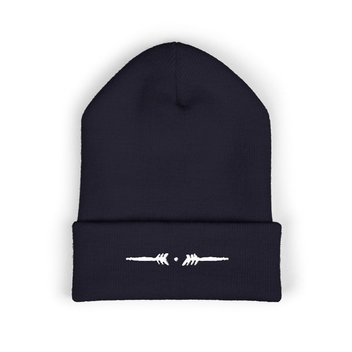Classic Cuffed Embroidered Beanie - White Navy