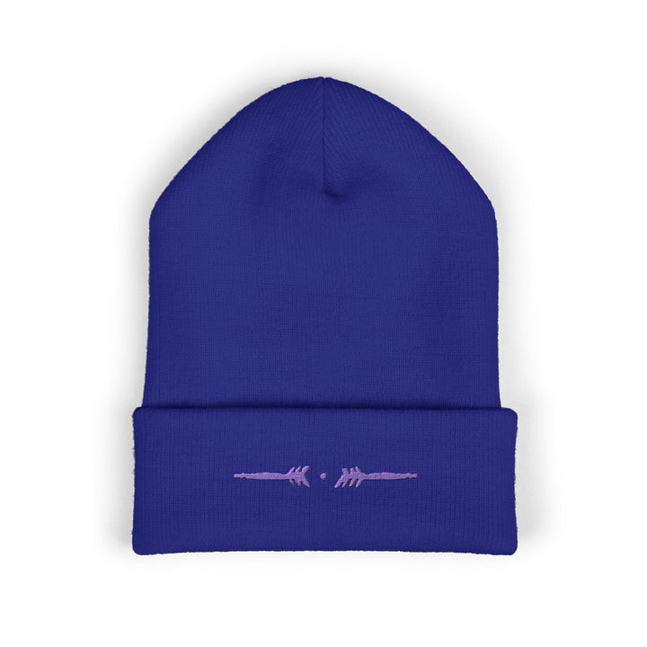 Classic Cuffed Embroidered Beanie - Purple on Royal