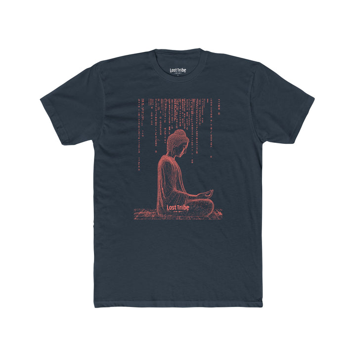 Super Soft Cotton Crew Tee - Matrix Monks (Indigo Coral)