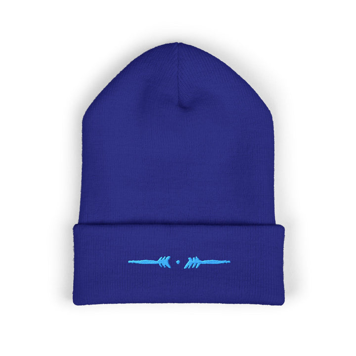 Classic Cuffed Embroidered Beanie - Ice on Royal