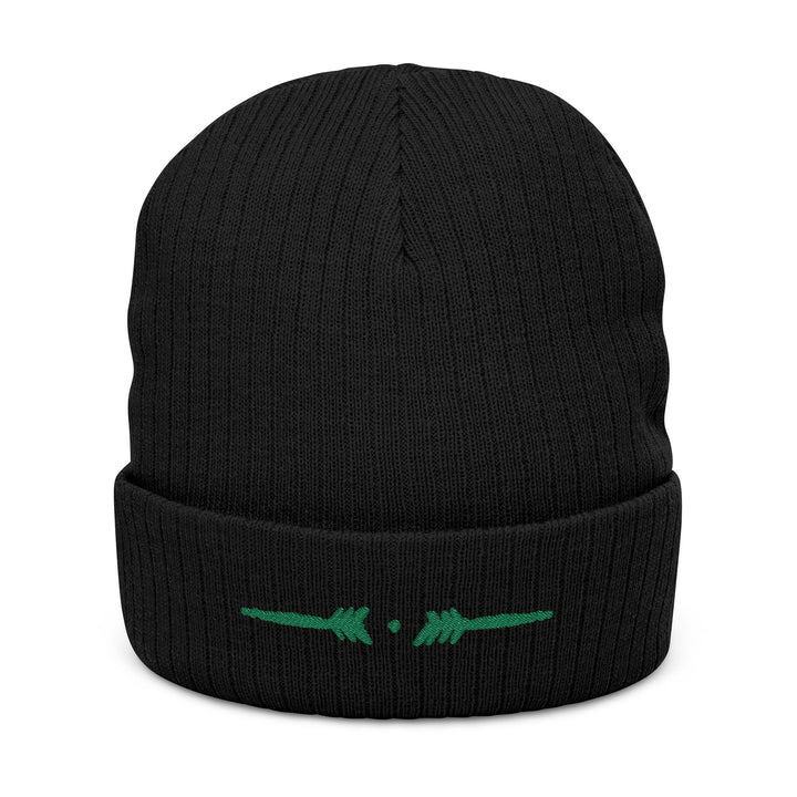 Embroidered Ribbed Knit Beanie - Matrix